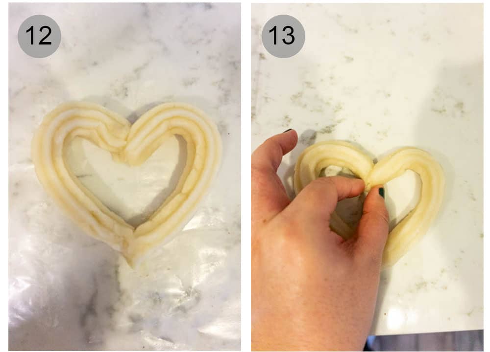 How to make heart churros with nutella and mascarpone dipping sauces Step by step photos on how to make heart churros with nutella and mascarpone dipping sauces