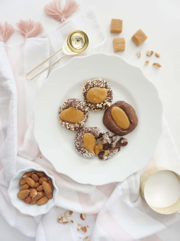 chcolate caramel thumbprints