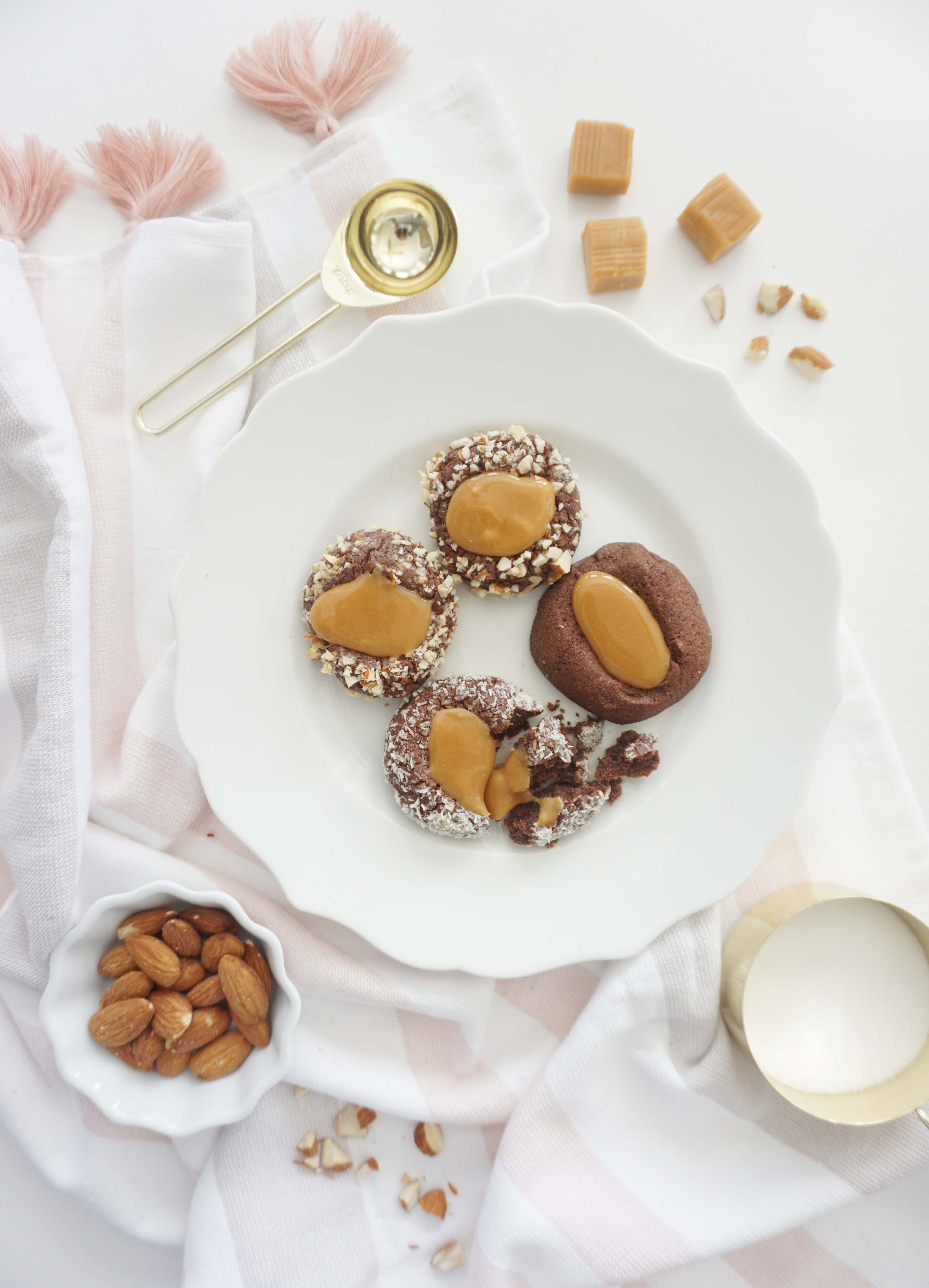 chcolate caramel thumbprints