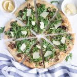 Arugula Pizza with Mushrooms and truffle oil