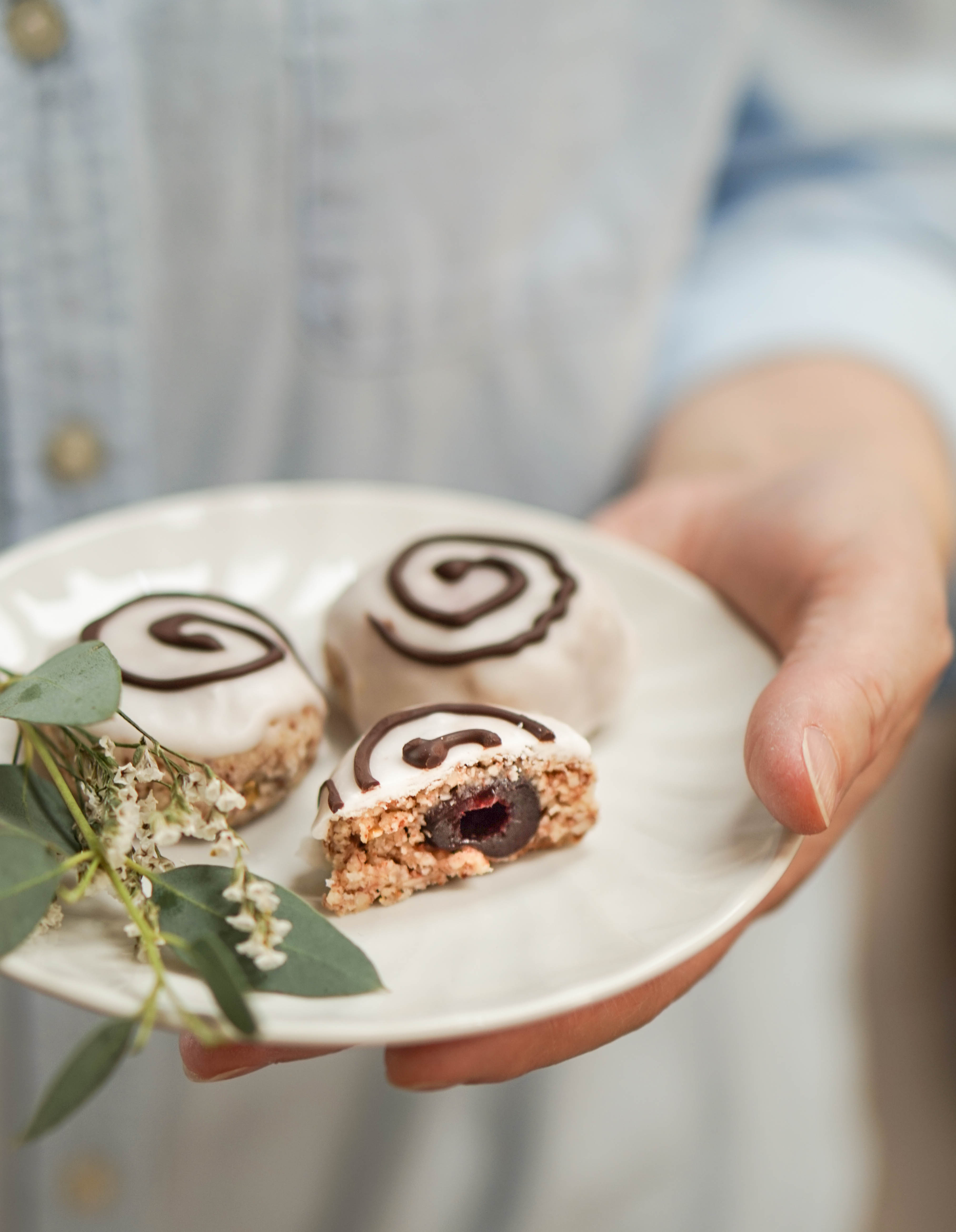 Almond swirl cookies with amarena cherries