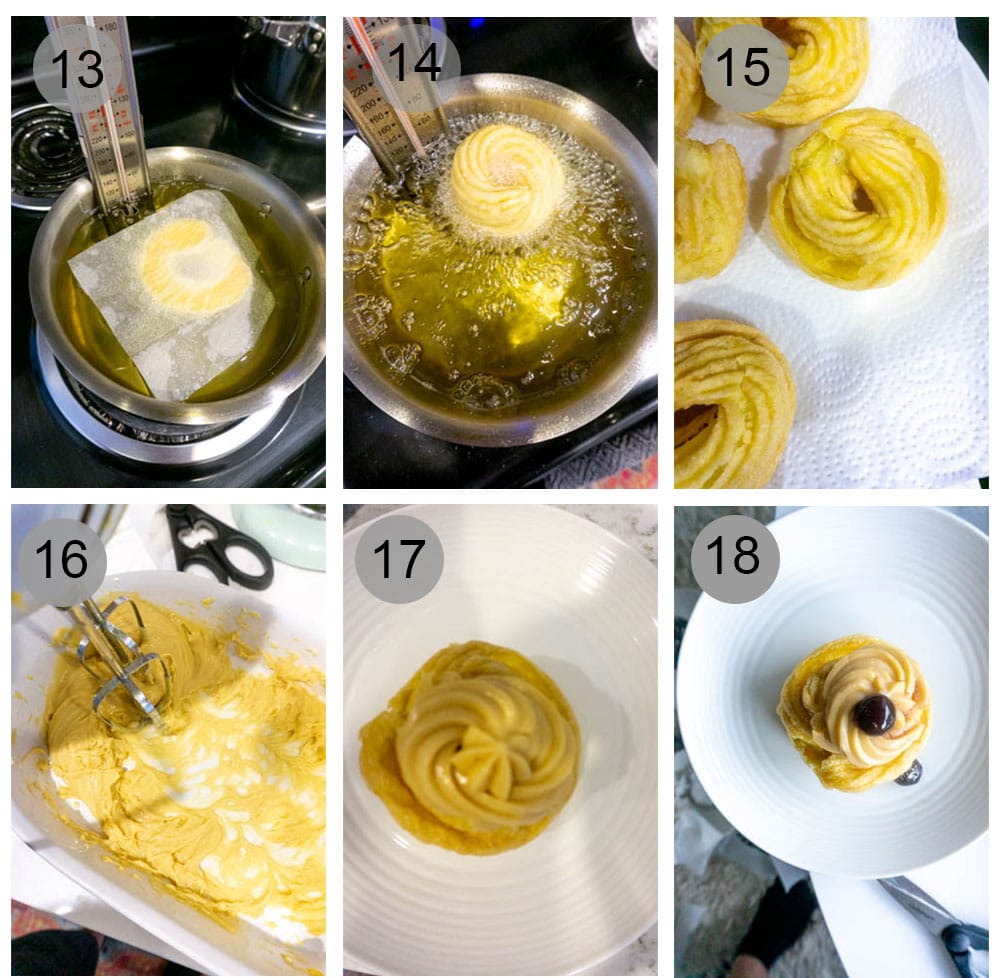 How to fry and assemble zeppole di San Giuseppe - step by step photos