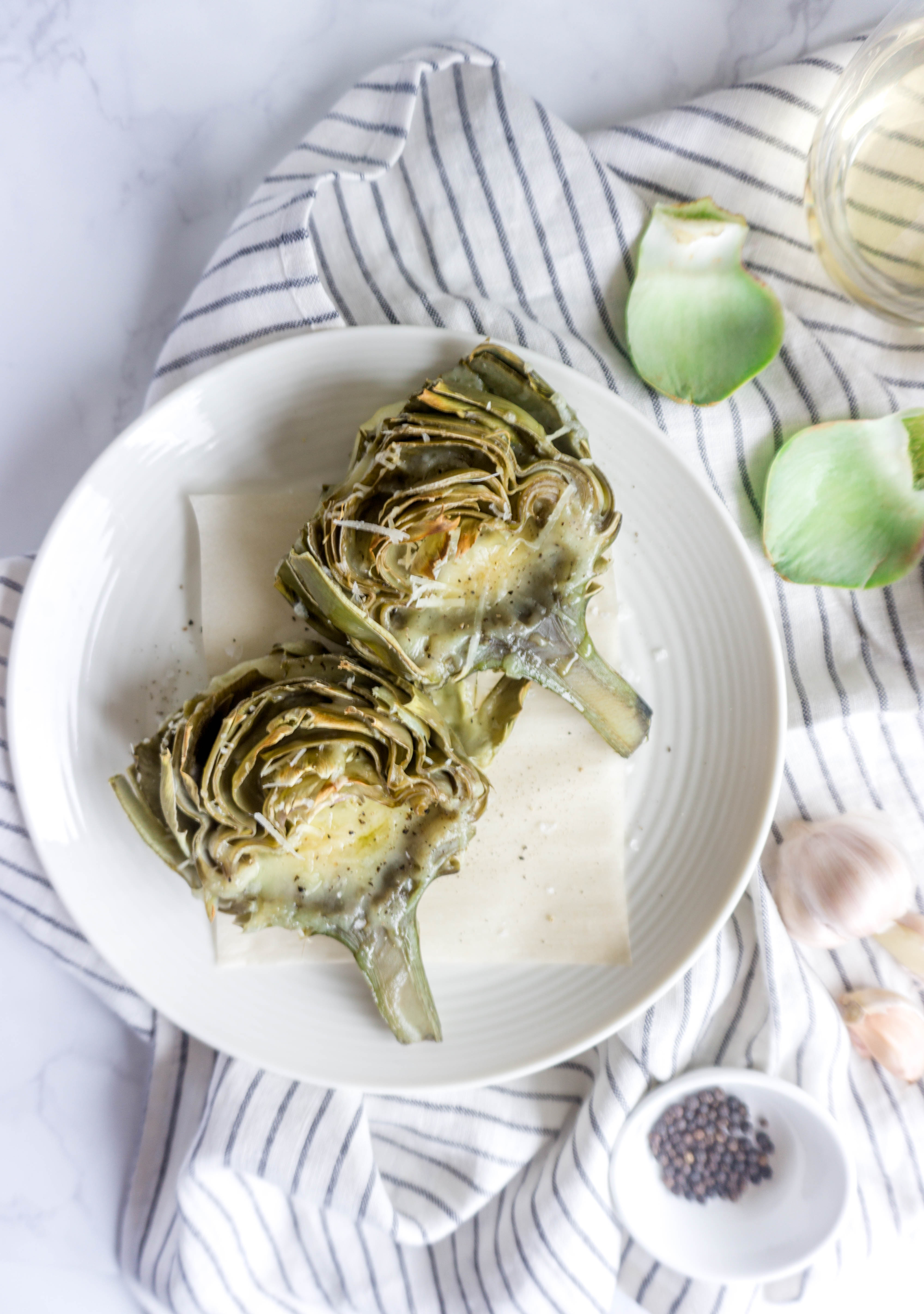 Fontina, Parmesan and Garlic-Roasted Artichokes