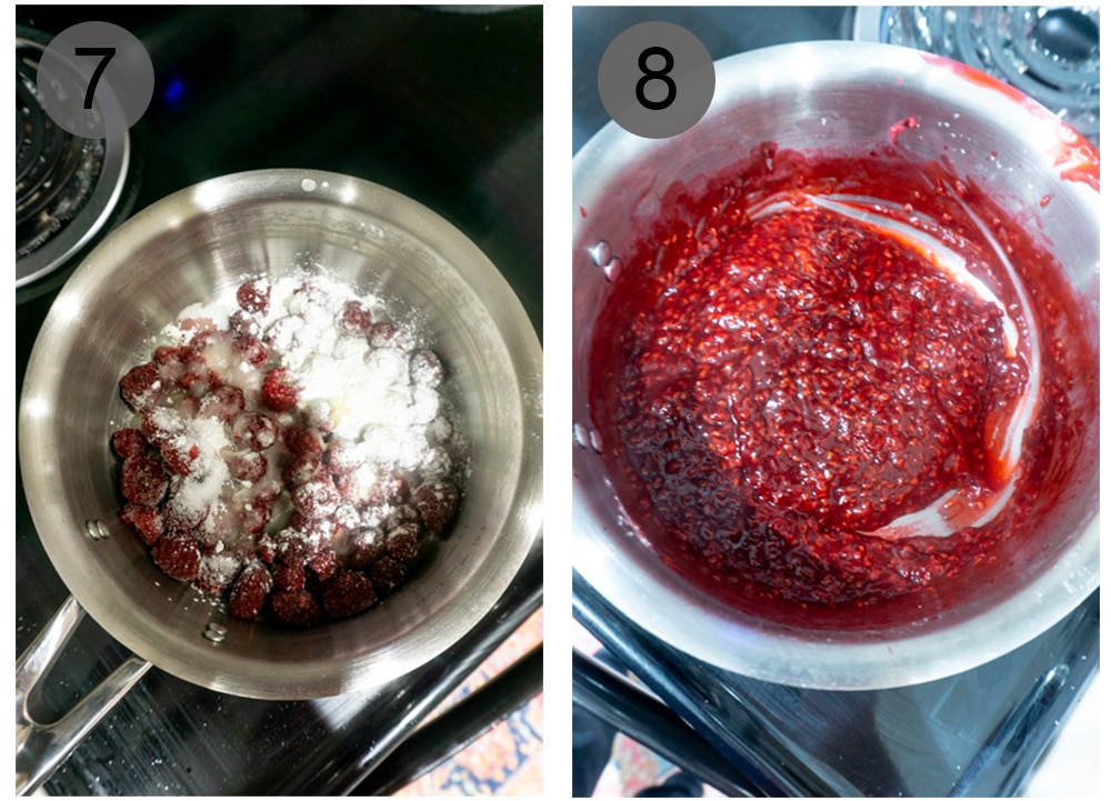 Step by step photos on how to make limoncello cake (steps 7-8)