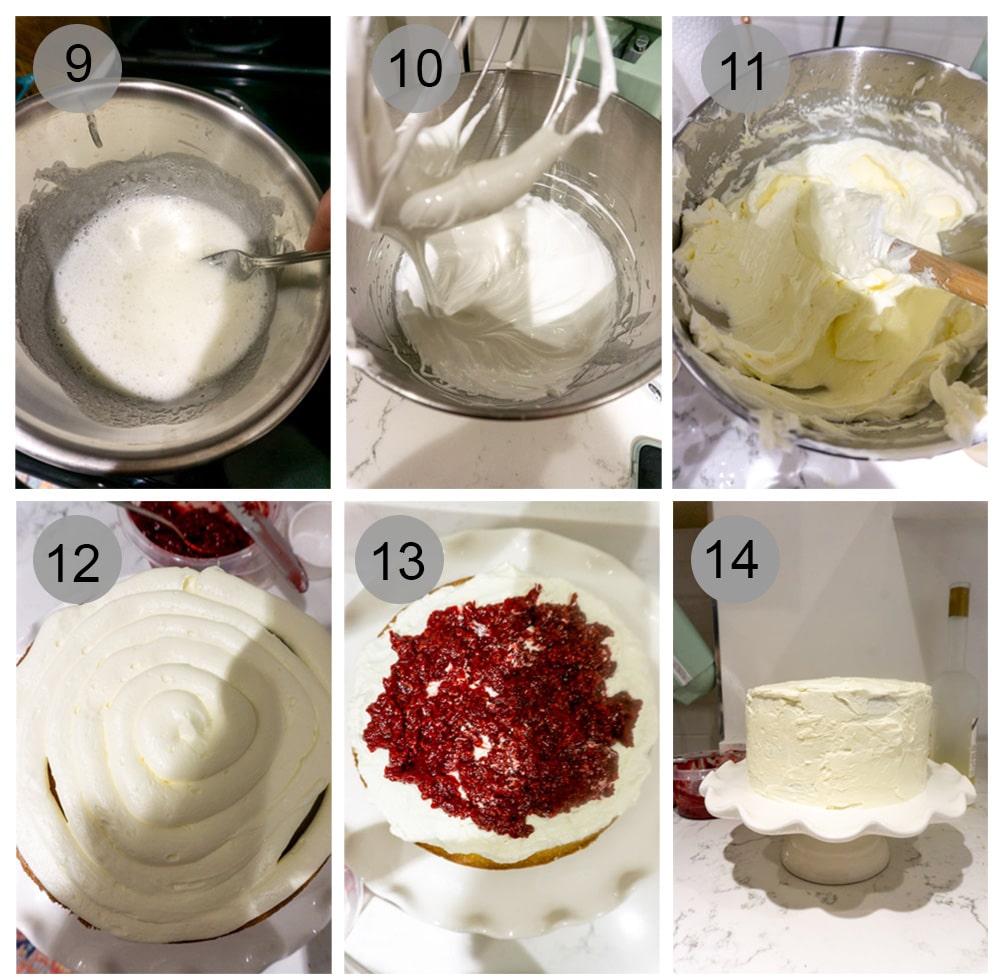 Step by step photos on how to make limoncello cake (steps 9-14)