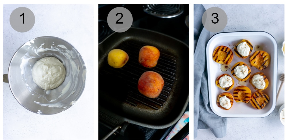Step by step photos on how to grill peaches