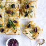 Focaccia with olives and onions