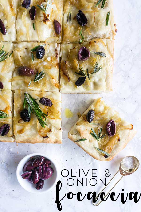 Focaccia with olives and onions