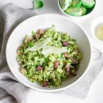 Warm brussel sprout salad with pancetta and pecorino