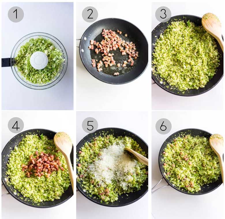 Warm brussel sprout salad with pancetta and pecorino