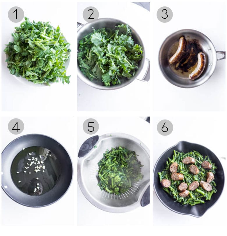 30 minute sausage and rapini - step by step process shots