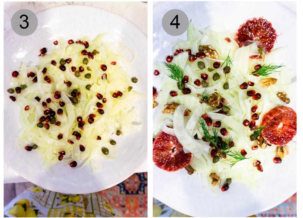 Step by step photos on how to assemble fennel salad