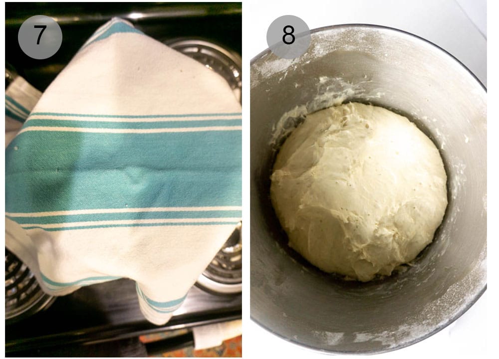 No-knead pizza dough recipe process Step by Step photos #7-8 on how to make pizza dough