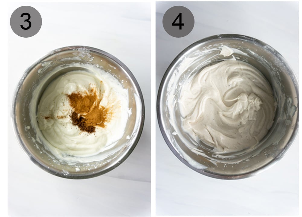 Step by step photos on how to make cannoli cream (steps #3-4)