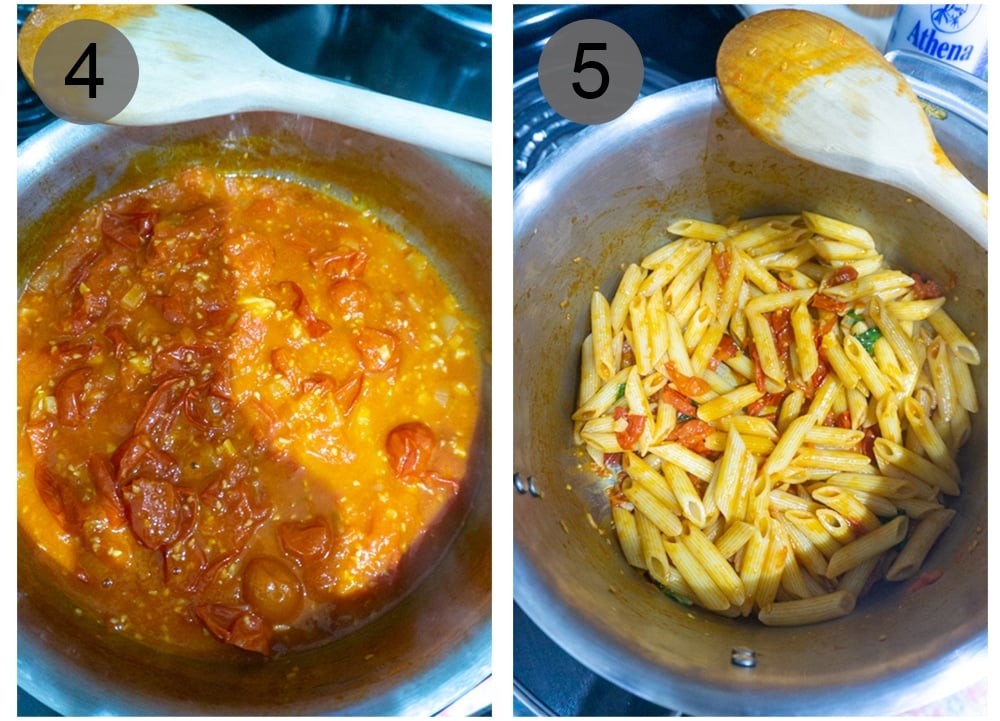 Step by step photos on how to make pasta pomodoro (#4-5)
