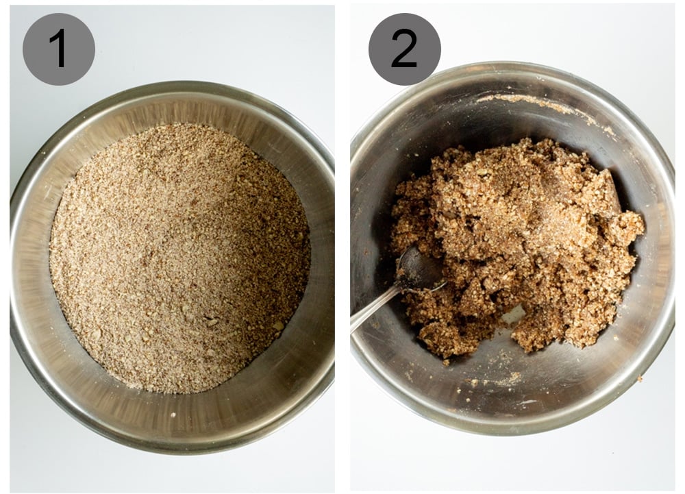 Step by step photos on how to make amaretti cookies (steps 1-2)