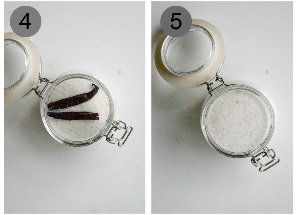 Step by step process on how to make vanilla bean sugar - a great DIY Christmas gift!