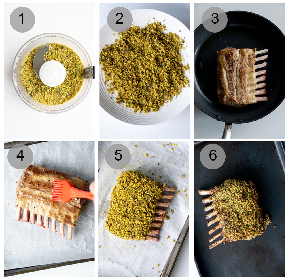 Step by step process on how to make roasted rack of lamb