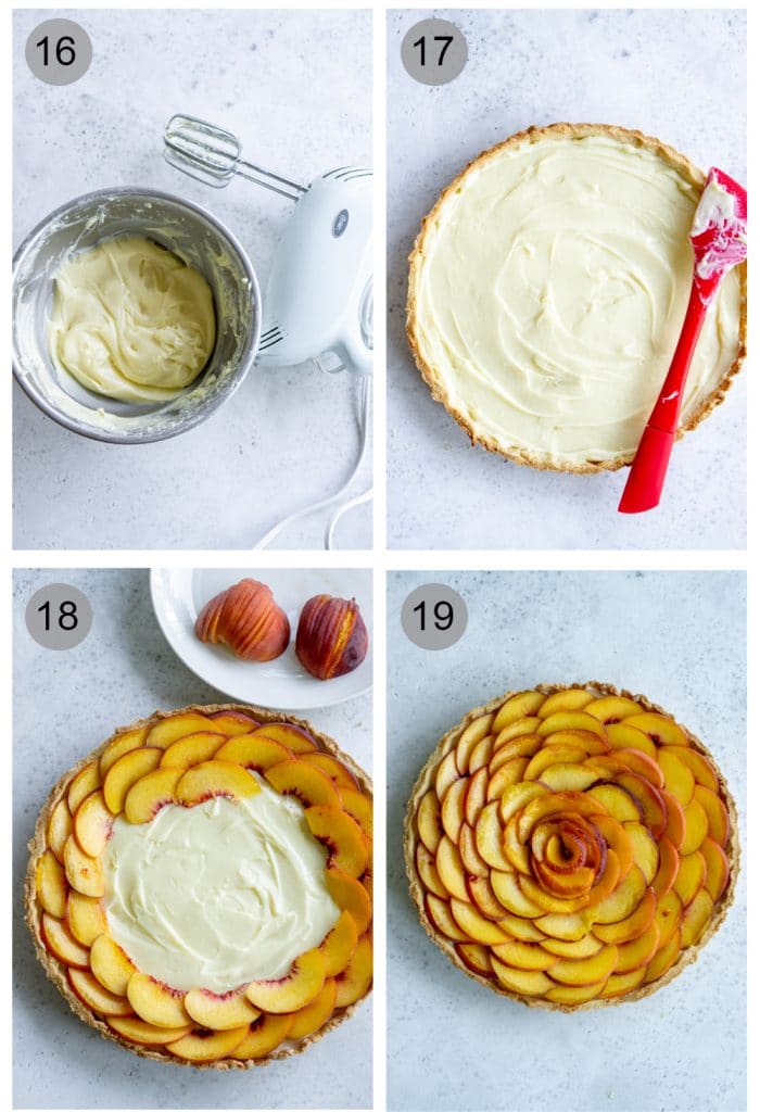 Step by step process on how to make a peach tart (16-19)