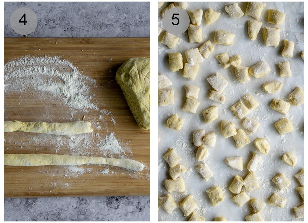 Step by step process on how to make ricotta gnocchi (#4-5)