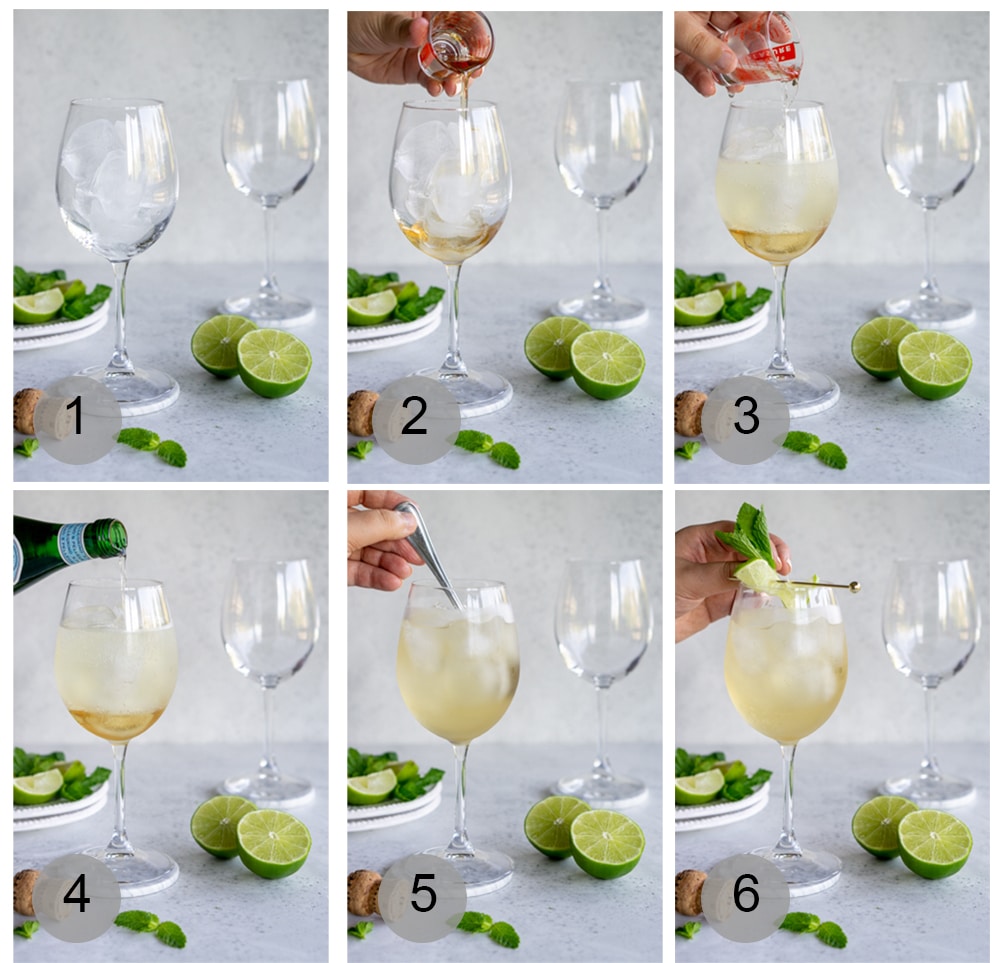 Step by step photos on how to make a hugo cocktail