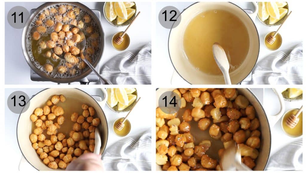 Step by step photos on how to make struffoli (#11-14)
