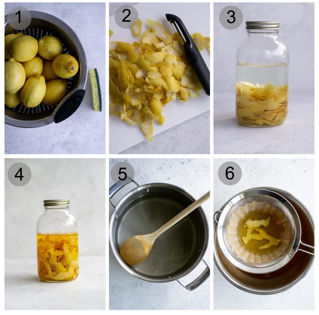 Step by step process on how to make limoncello (#1-6)