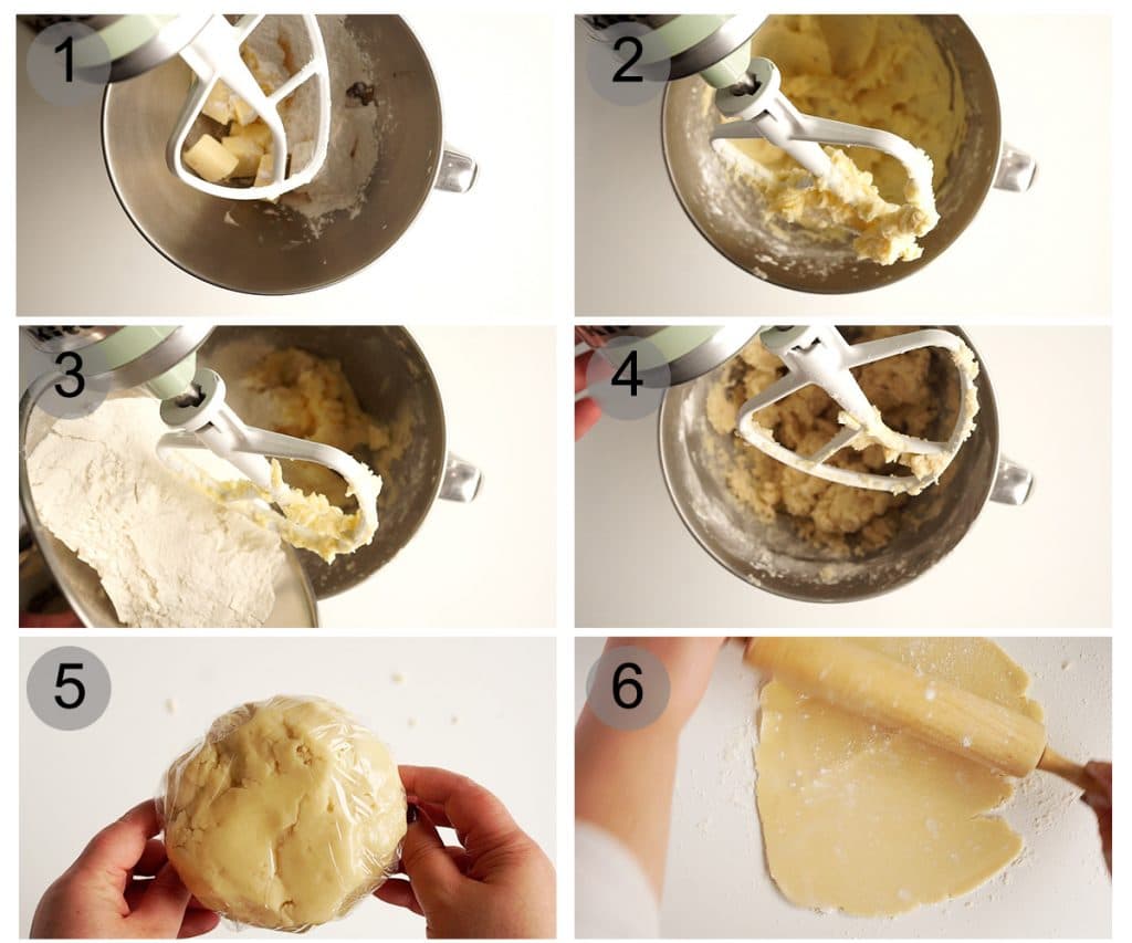 Step by step photos on how to make jam cookies (steps 1-6)