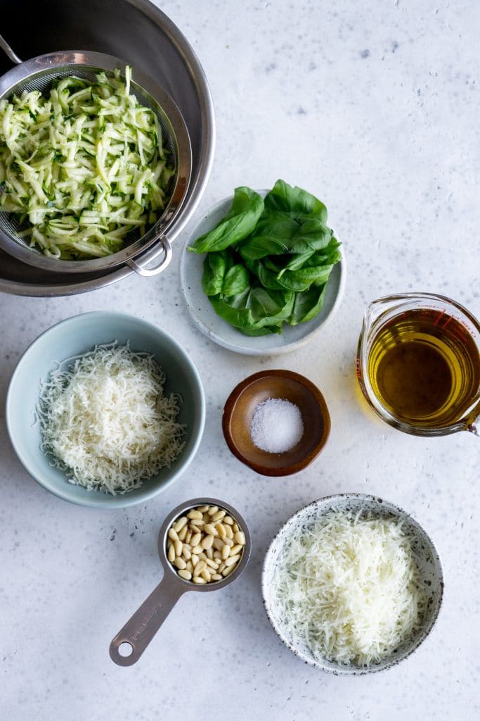 Ingredients for zucchini pesto
