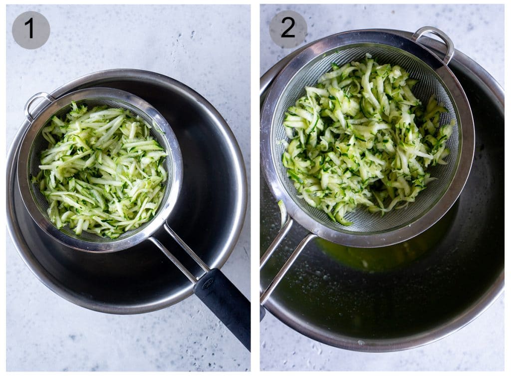 Step by step photos on how to make zucchini pesto (#1-2)