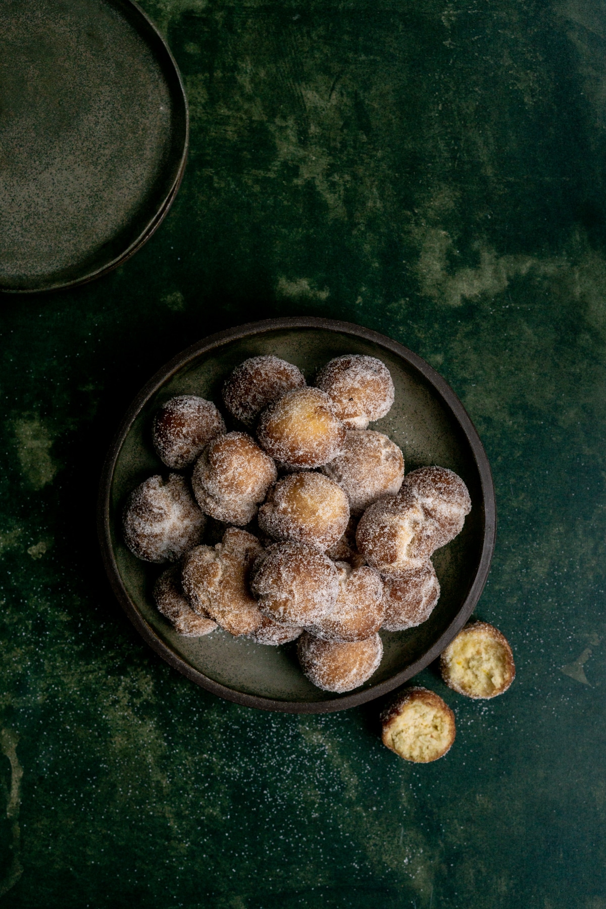 Overhead photo of castagnole in a plate