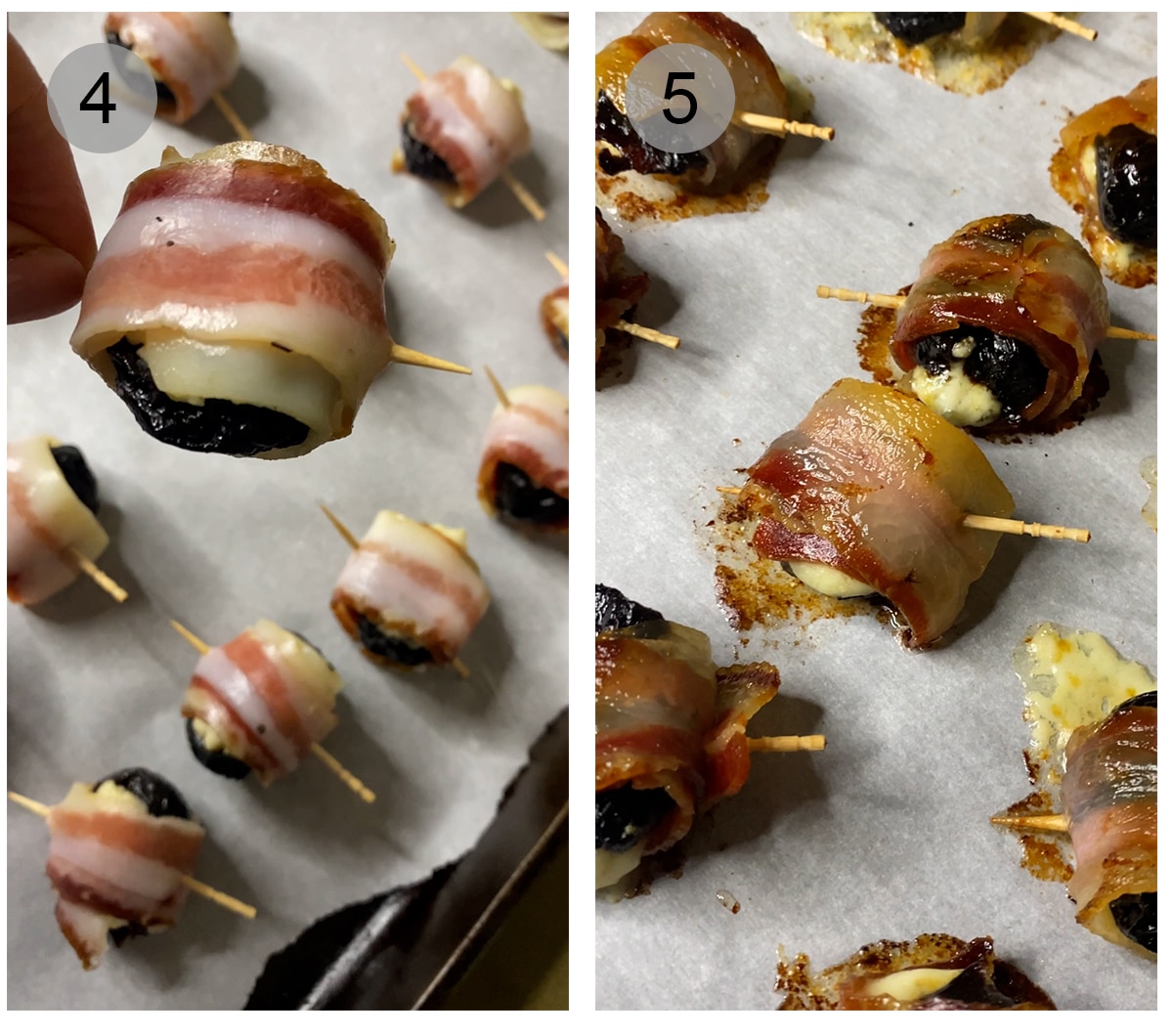 Step by step process on how to make stuffed prunes (#4-5)