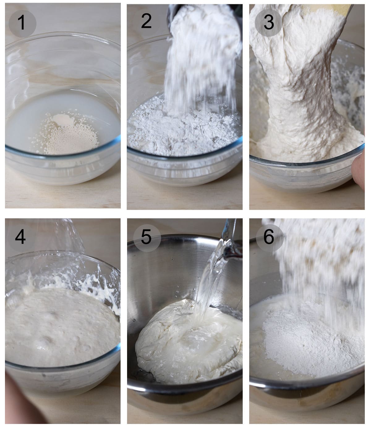 Step by step process on how to make schiacciata (#1-6)