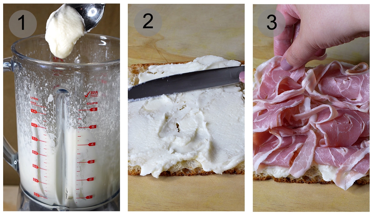 Step by step photos on how to make a pancetta panino - #1-3