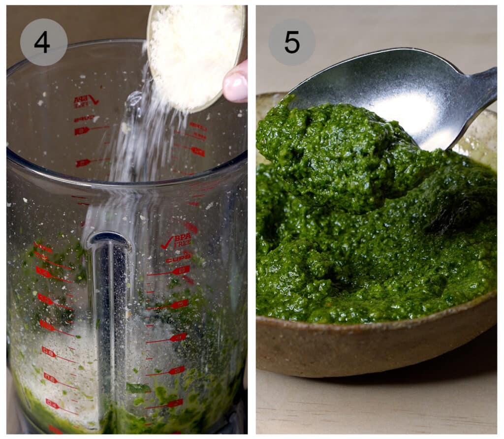 Step by step process on how to make pesto genovese (#4-5)