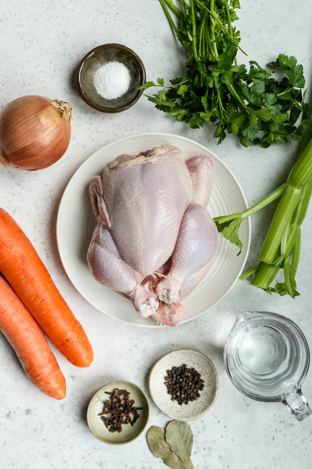 Italian brodo ingredients on a board