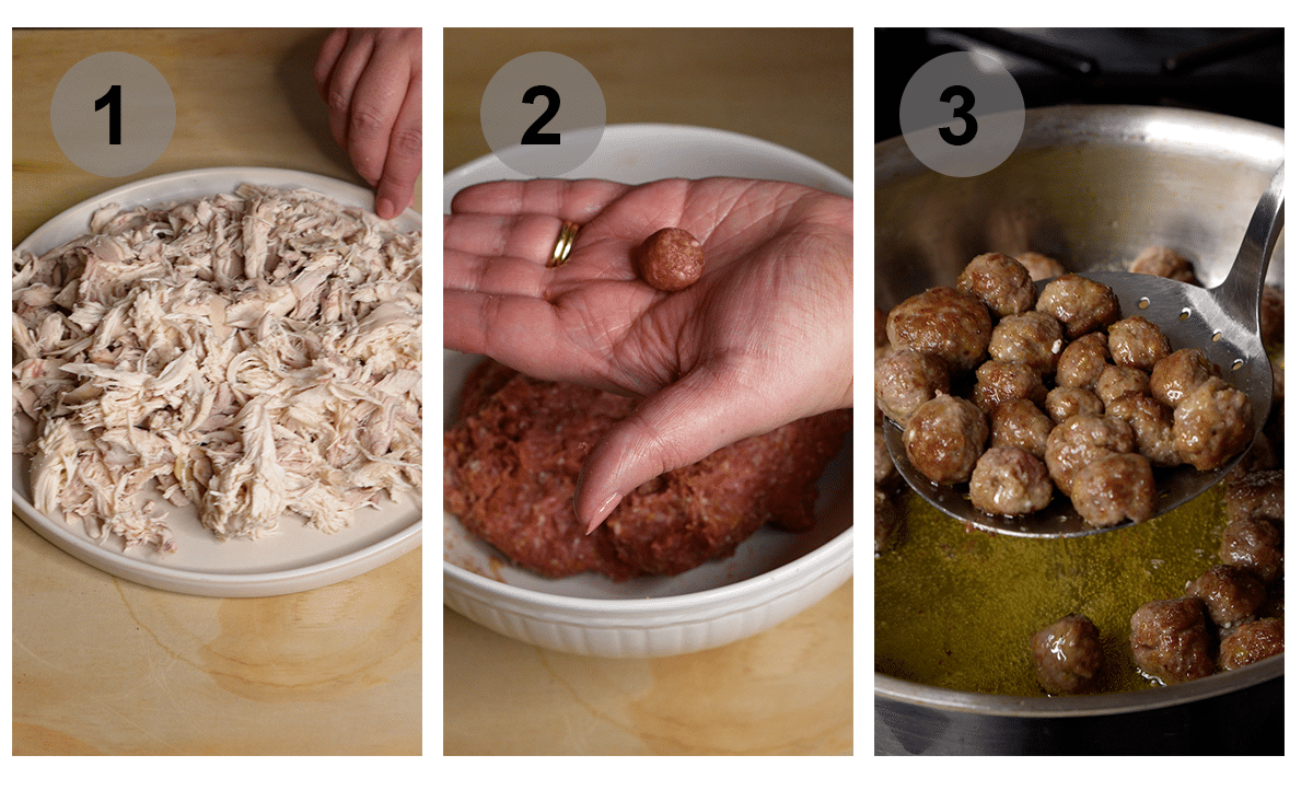 Step by step photos on how to make lasagna in brodo (#1-3)