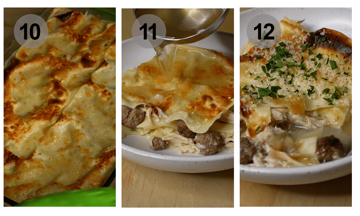 Step by step photos on how to make lasagna in brodo (#10-12)