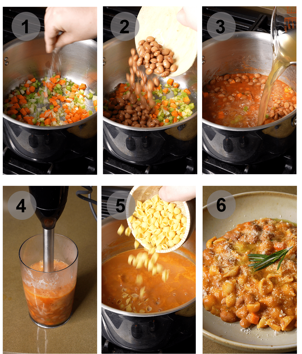 Step by step process on how to make pasta fagioli