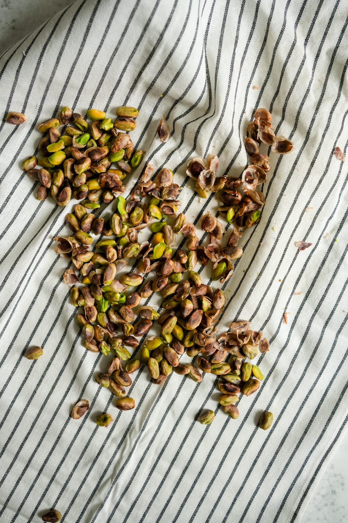 Pistachios on a tea towel