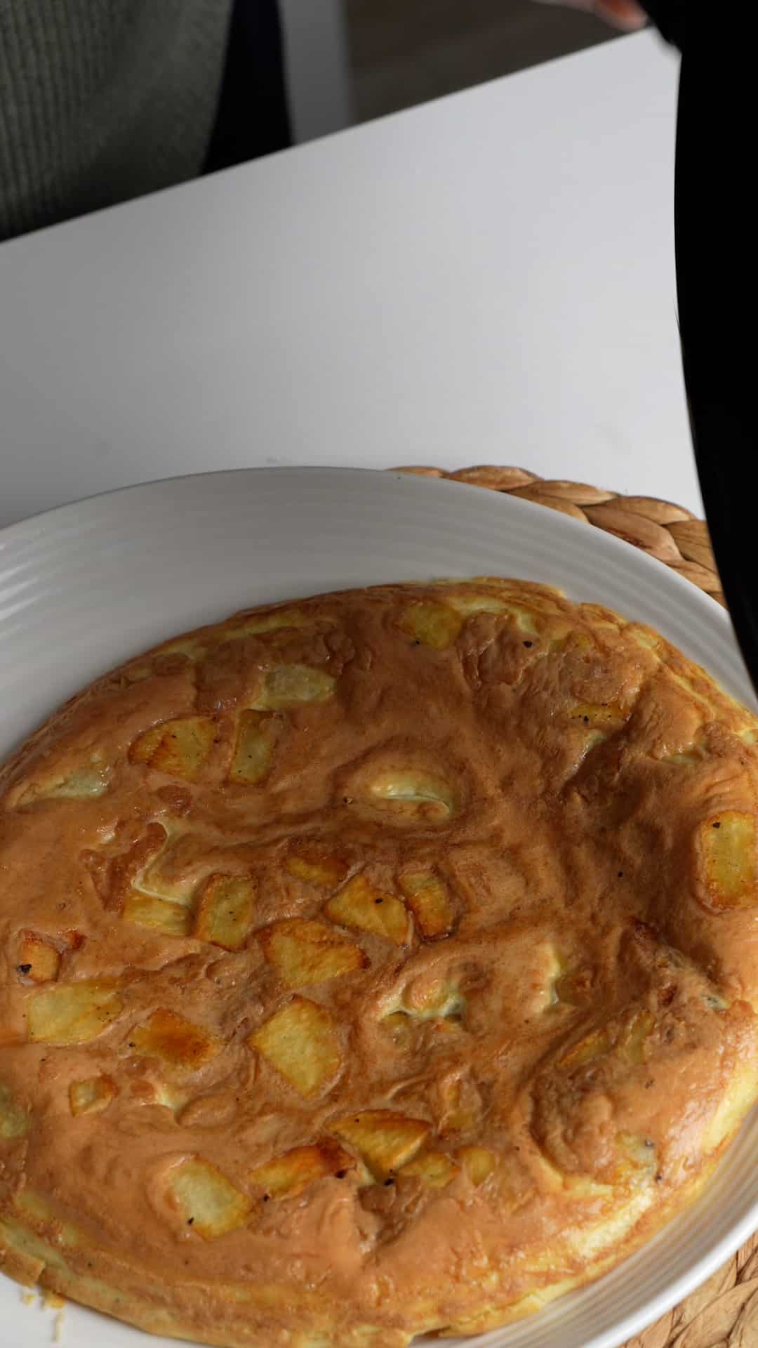 Step by step photos on how to make potato frittata - step 3 - flip the frittata