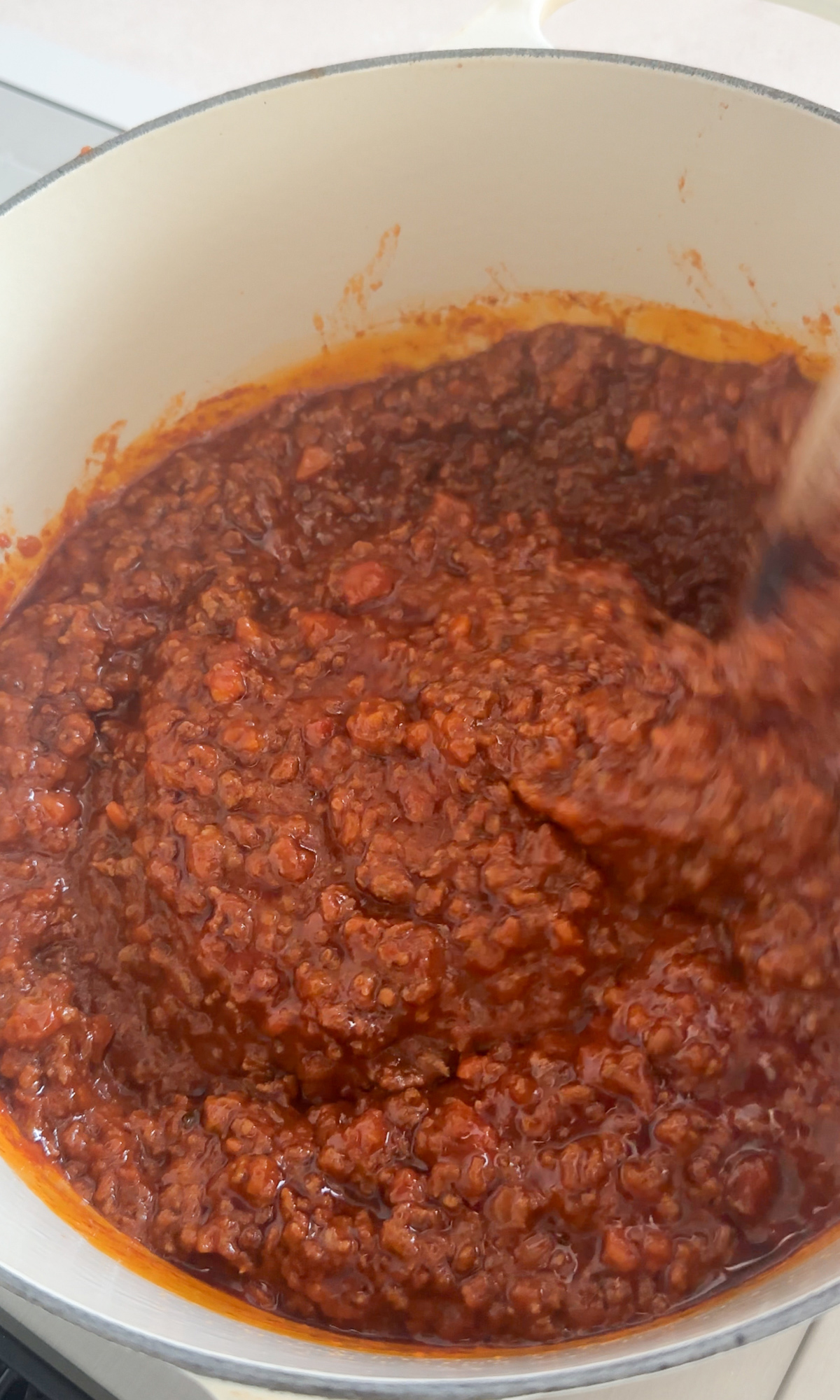 Bolognese sauce in a pot