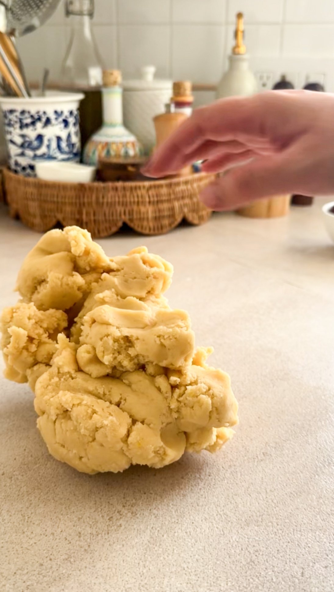 Ball of crostata dough on work surface