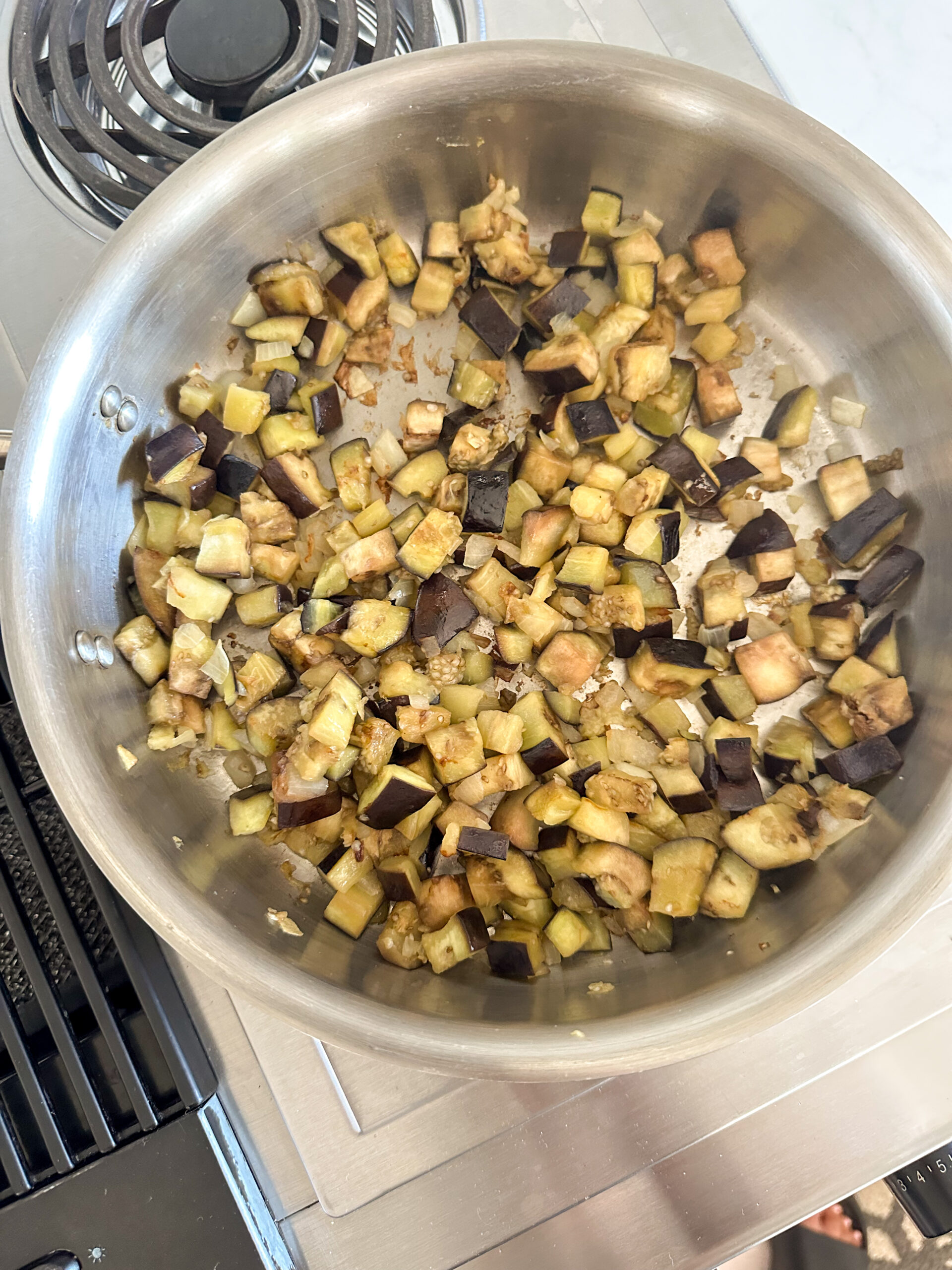 sauteed eggplant in a pan